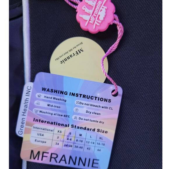 NWT Mfrannie Black White Trim Blazer Women Medium Tailored One Button Career NWT - Picture 5 of 10